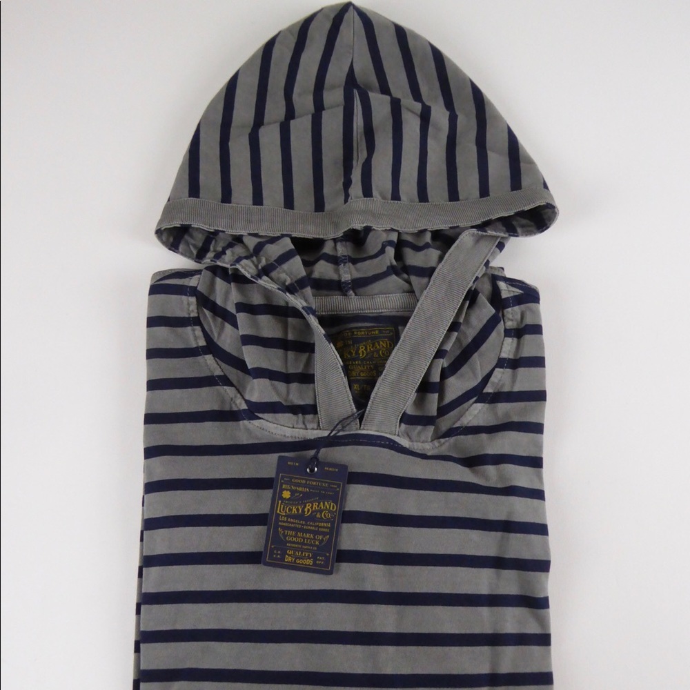 Lucky Brand Striped Cotton Popover Hoodie Soft NWT